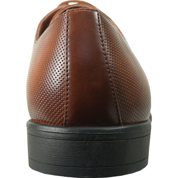 Men's King Classic Cognac  Lace-up Oxford Plain or Cap Toe Leather Dress Shoes - Picture 8 of 8